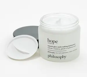 QVC Philosophy Super-Size Hope in a Jar Multi-Tasking Body Moisturizer, Glycolic & Hyaluronic Formula, Moisturizing Hydrating Lotion, 4 fl oz