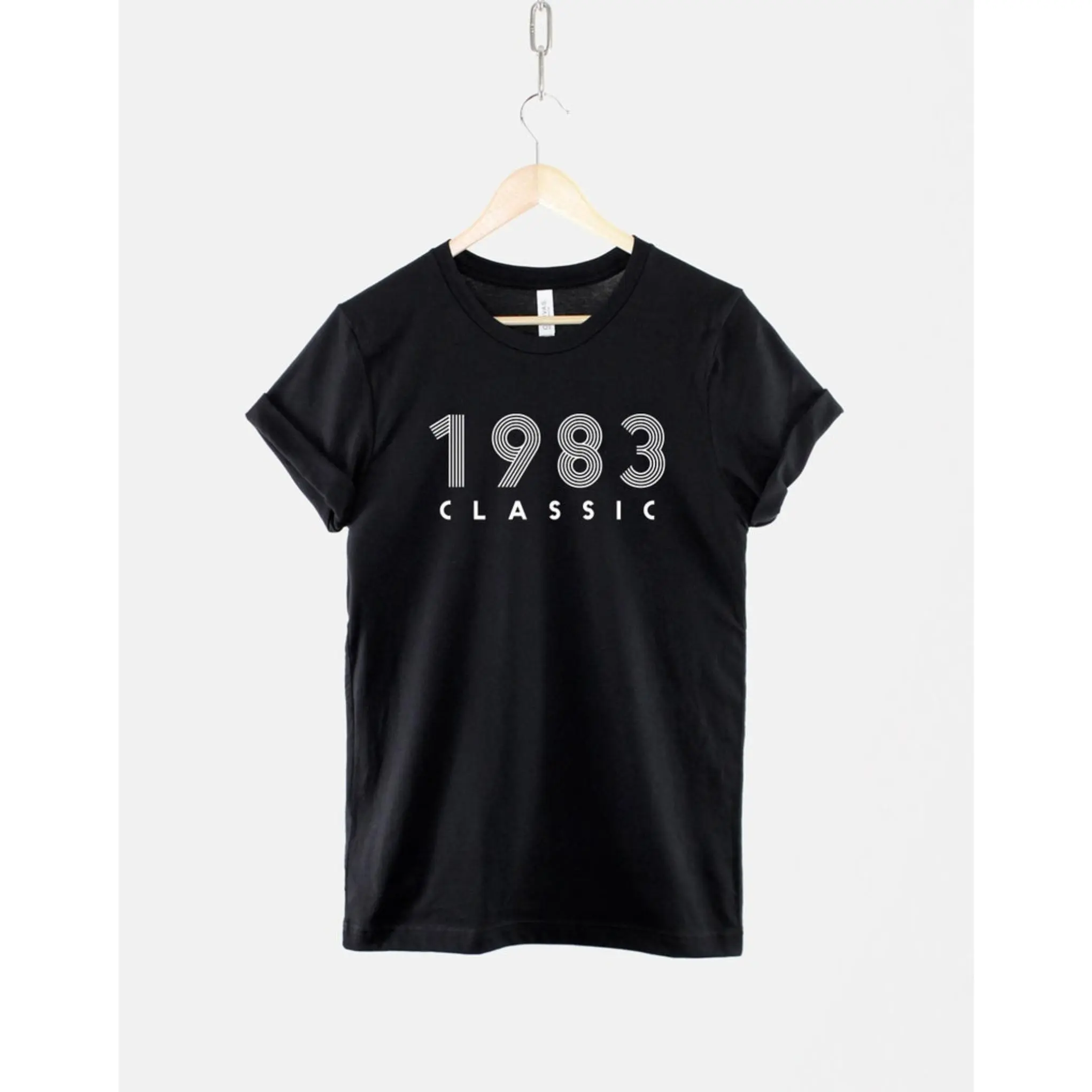 Men's Casual Drawing Top, Vintage 1983 Graphic Crew Neck T-Shirt for 40th Birthday Gift, Regular Fit 100% Cotton Fabric, Tshirt, Menswear, Round Neck