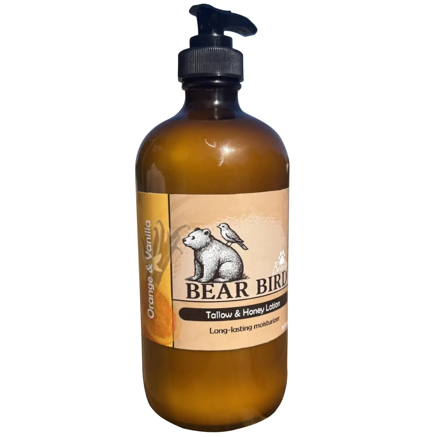 100% Grass-Fed Tallow & Raw Honey Body Lotion with Olive Oil and Orange, Vanilla Essential Oils