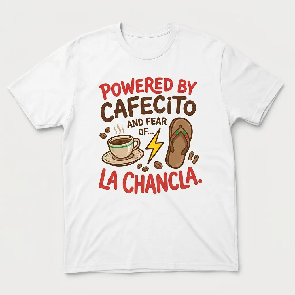 Summer T Shirt Powered By Cafecito La Chancla Funny Graphic T Shirt Women Loose Fit Crew Neck Casual Summer Tops Soft Comfortable Daily Wear Latina Funny Gift Vacation Outfits tshirt oversized