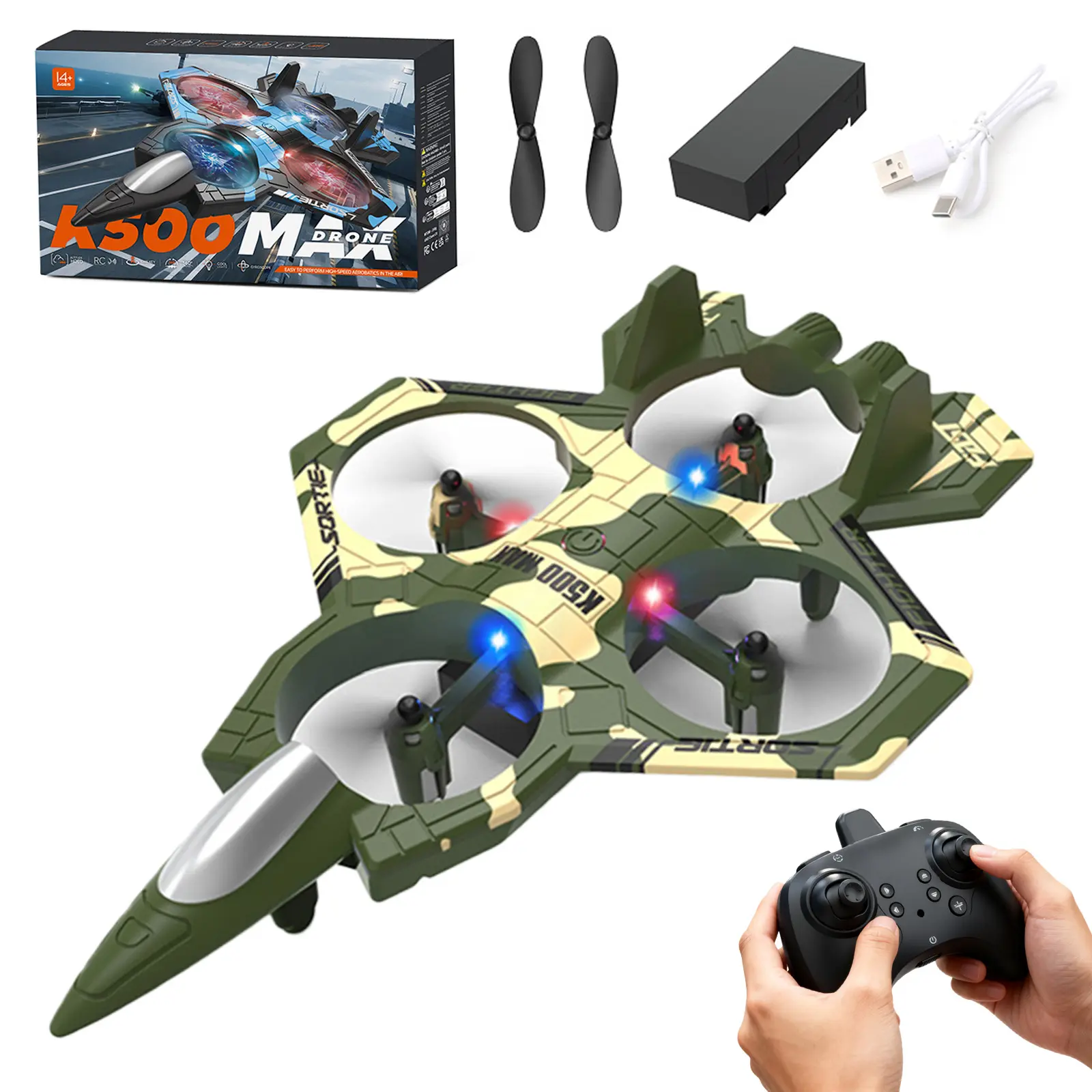 Remote Control Airplane RC Plane Drones Adult Flying Air Plane Toy for Beginner With Stable Hovering, 360° Flips, LED Light, Flight Indoor and Outdoor Flying Toy