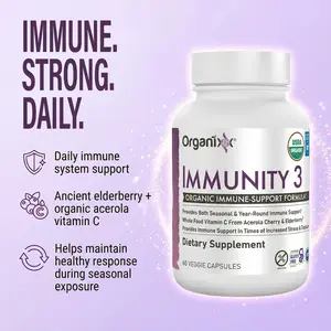 Organixx Immunity 3 Immune Support Supplement – Vitamin C, Zinc, Elderberry – Whole Food Immune Defense for Adults & Kids, Greater Absorption, Non GMO, 60 Capsules Natural Healthcare