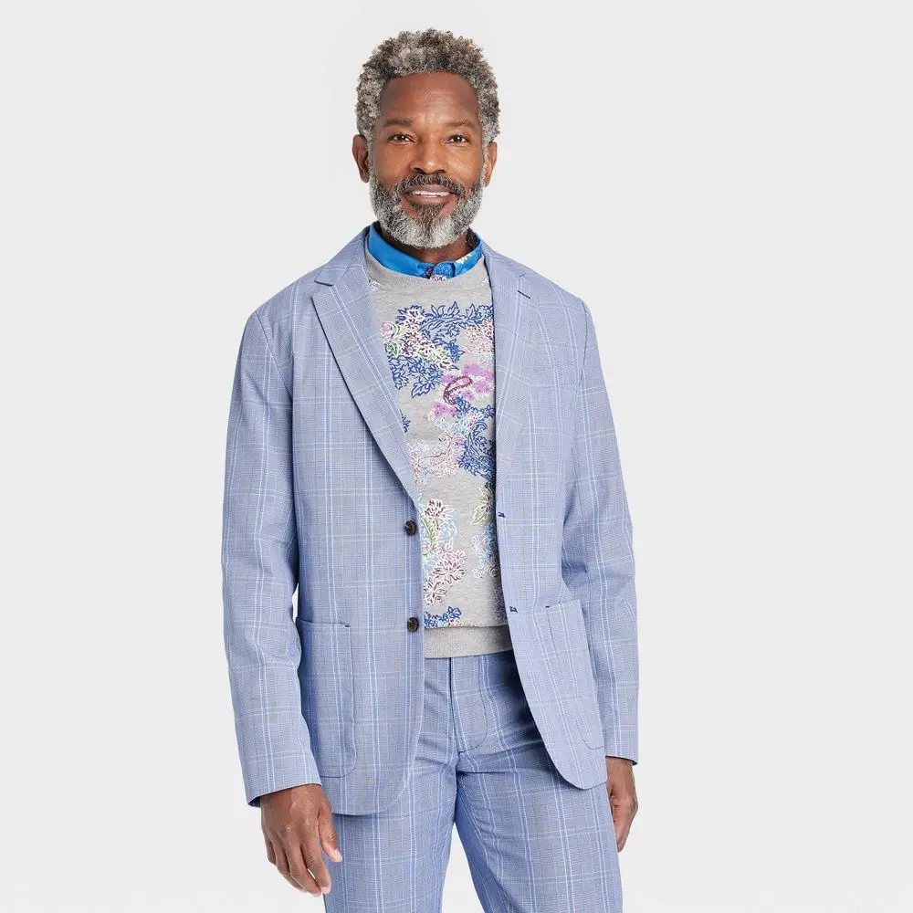 Houston White Unisex Glen Plaid Blazer, Versatile Classic Cut Suit Jacket in a Lined Cotton Polyester Fabric, Formal Wear, Heart, Pants, Tee