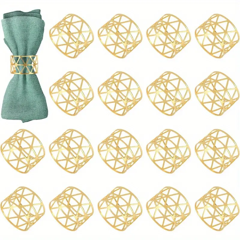 A Set of 24/18/12/8 Pcs Metal Napkin Rings,Gold Vintage Napkin Ring Holder for Wedding,Family Collecting,Birthday,Dining Table Decoration,Christmas Party Gifts,Hand Tools Kits