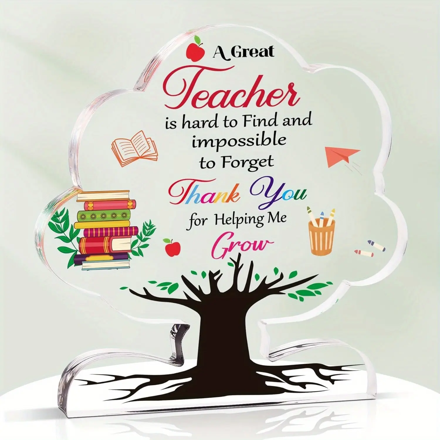 Acrylic Tree Shaped Teacher Appreciation Gift, Creative Thank You Sign for Teacher, Unique Home Decor, Acrylic Desktop Decoration, Perfect Teacher Gift Plaque, Decorative Plaque, Novelty Decor, Signage