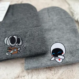 Wall E and Eve Embroidered Couple Beanie, Wall E and Eve Matching Beanie For Couple, Christmas Beanie, Gifts For Couple