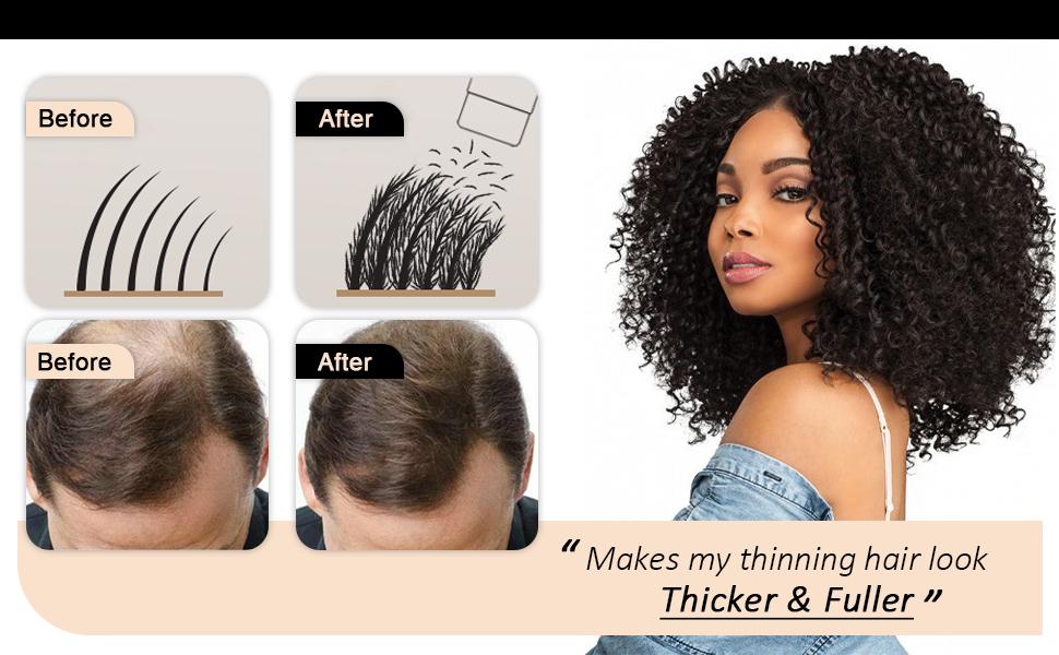 Hair Building Fibers with Spray for Men Hair Thickening Powder Natural Look Professional Hair Styling Texture Powder for Haircare(Black)