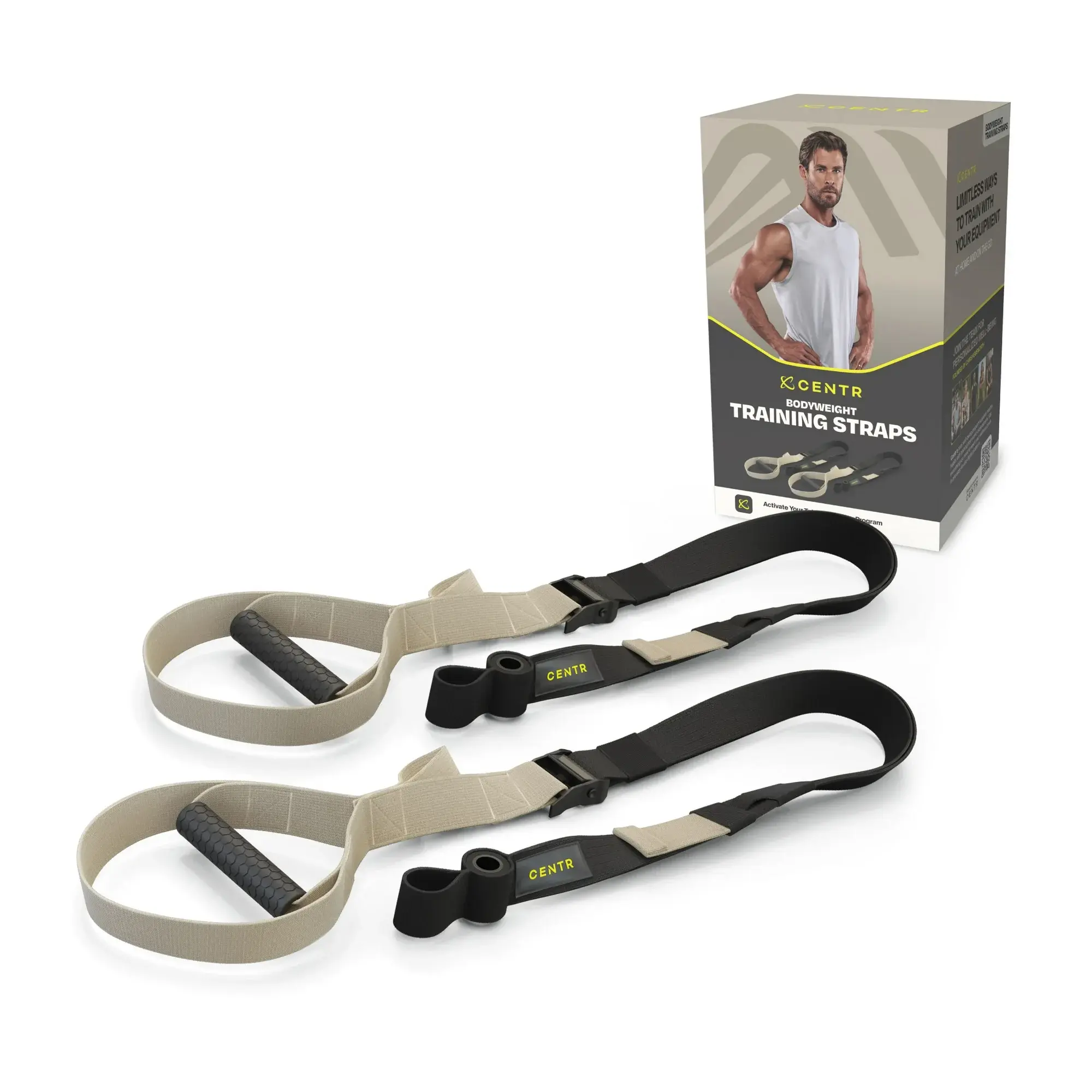 Bodyweight Training Straps with Door Anchors, Sand Brown, 2-Pack - Versatile Training Gear for Strength and Conditioning