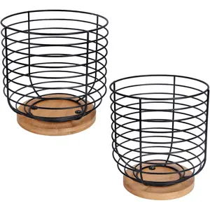 2pcs K Cup Holder Organizer Coffee Pods Storage Organizer Large Capacity Black Wire Cup Storage with Bamboo Base Coffee Bar Accessories