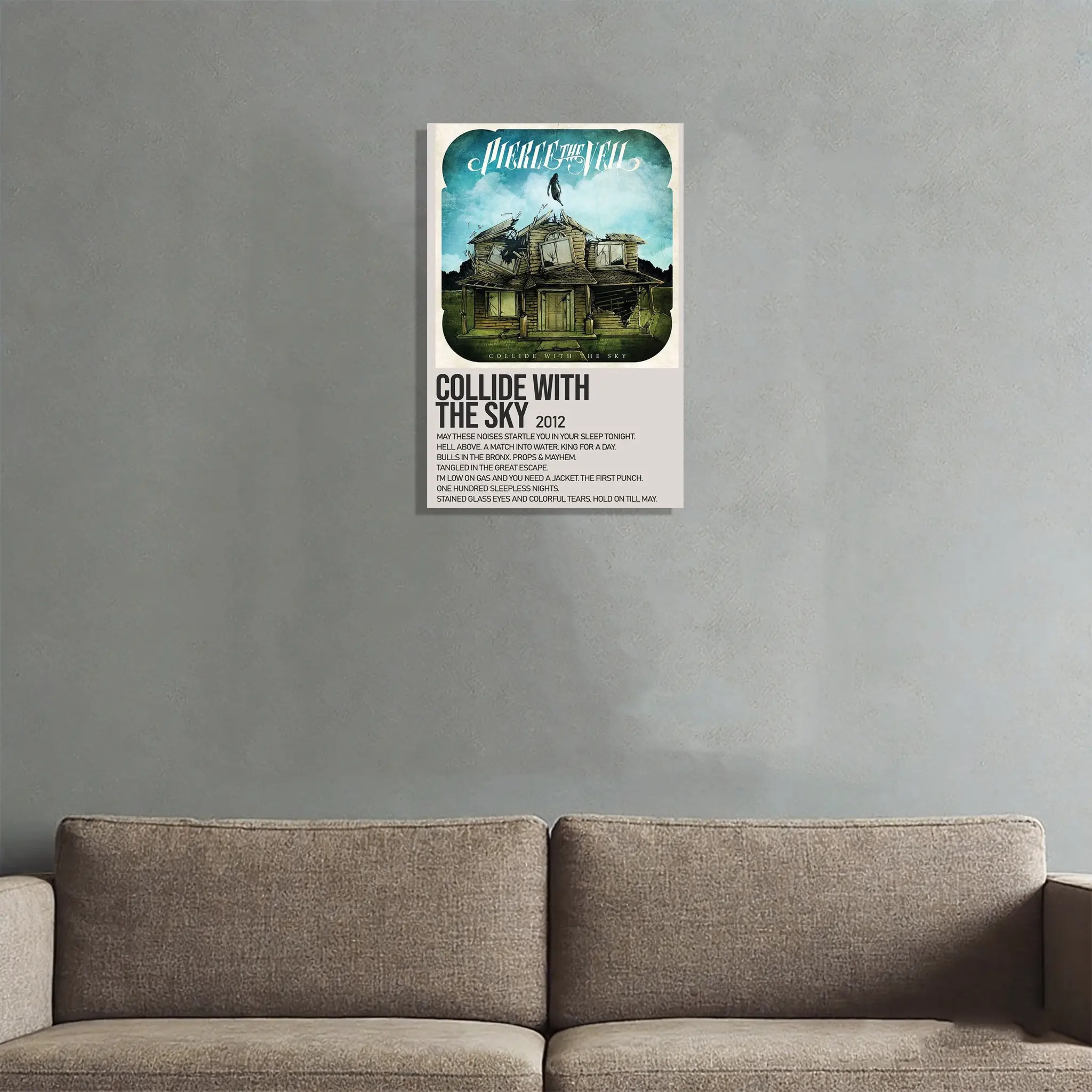 Pierce The Veil Collide with The Sky Wood Canvas Wall Art, Modern Aesthetic Home Decor for Living Room Bedroom,  & Office Poster Print