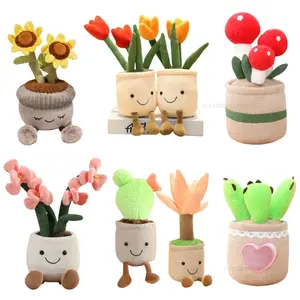 30cm Artificial Flower Plush Toy Green Plants Bloom Cactus Sunflower Cactus Soft Dolls Girls Boys Kawaii Xmas Gift Home Decor