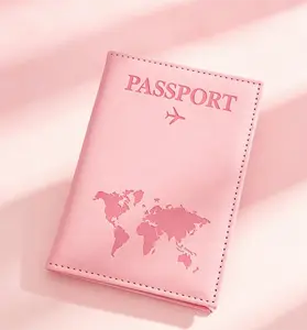 1pc Travel Passport Holder With World Map & Letter Print, Matte Surface Pu Material With Fixed Design Travel Stuff Travel Organiser Items Travel Wallet Passport Holder Passport Wallet Beach Vacation Bag Summer Christmas