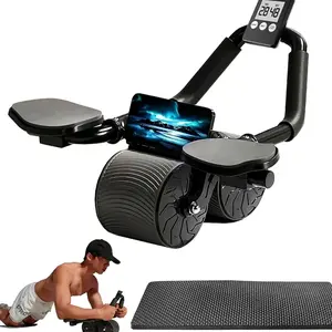 Abdominal Core Muscle Exercise Ab Roller Wheel with Timer - Automatic Rebound for Home Gym Kit and Gym Workout Improvement