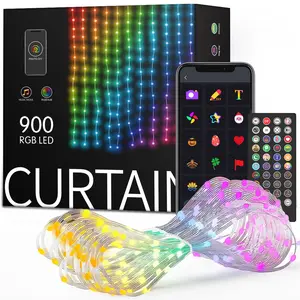 900 LED Smart RGB Curtain Lights with Animated Scenes, App & Remote Control, DIY Lighting Effects, Music Sync Window Lights for Christmas Party Bedroom Decor