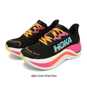 Black & Neon Multicolor Running Shoes – Breathable Mesh Lightweight Sneakers with Thick Cushioned Sole for Men & Women, Shock-Absorbing Road & Daily Trainers for Walking & Gym