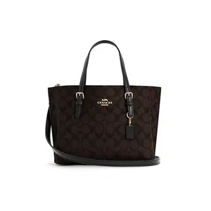 COACH Mollie 25 Tote Bag with Zipper Closure in Coated Canvas and Leather for Women