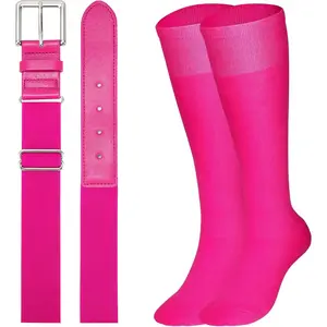 Baseball Softball Socks and Baseball Softball Belt Combo Set Knee-High Soccer Socks for Kids Youth Adult softball thigh highs