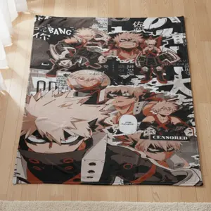 Bakugou Katsuki Fans Must-Have, Mha Anti-Pilling Fleece Blanket, Comfortable Microfiber Throw, All-Season Use, Ideal Xmas/halloween Gift