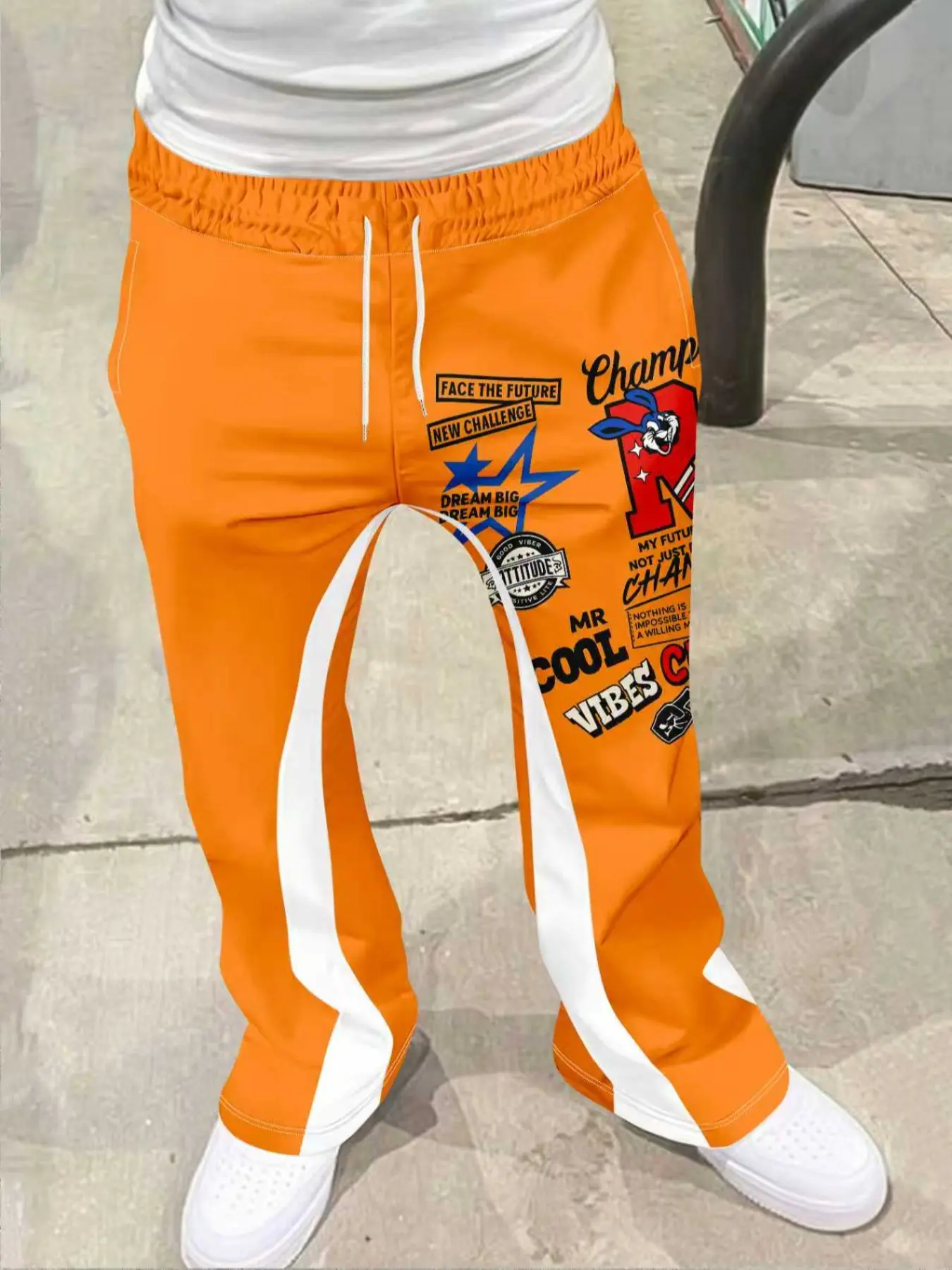 Men's Loose Fit Flare Leg Pants, Casual Streetwear Joggers, Vintage Hip Hop Long Trousers, 3D Print Design, Sporty Fashion, Flared Sweatpants, Athleisure Casual Bottoms, Athleisure Style Bottoms