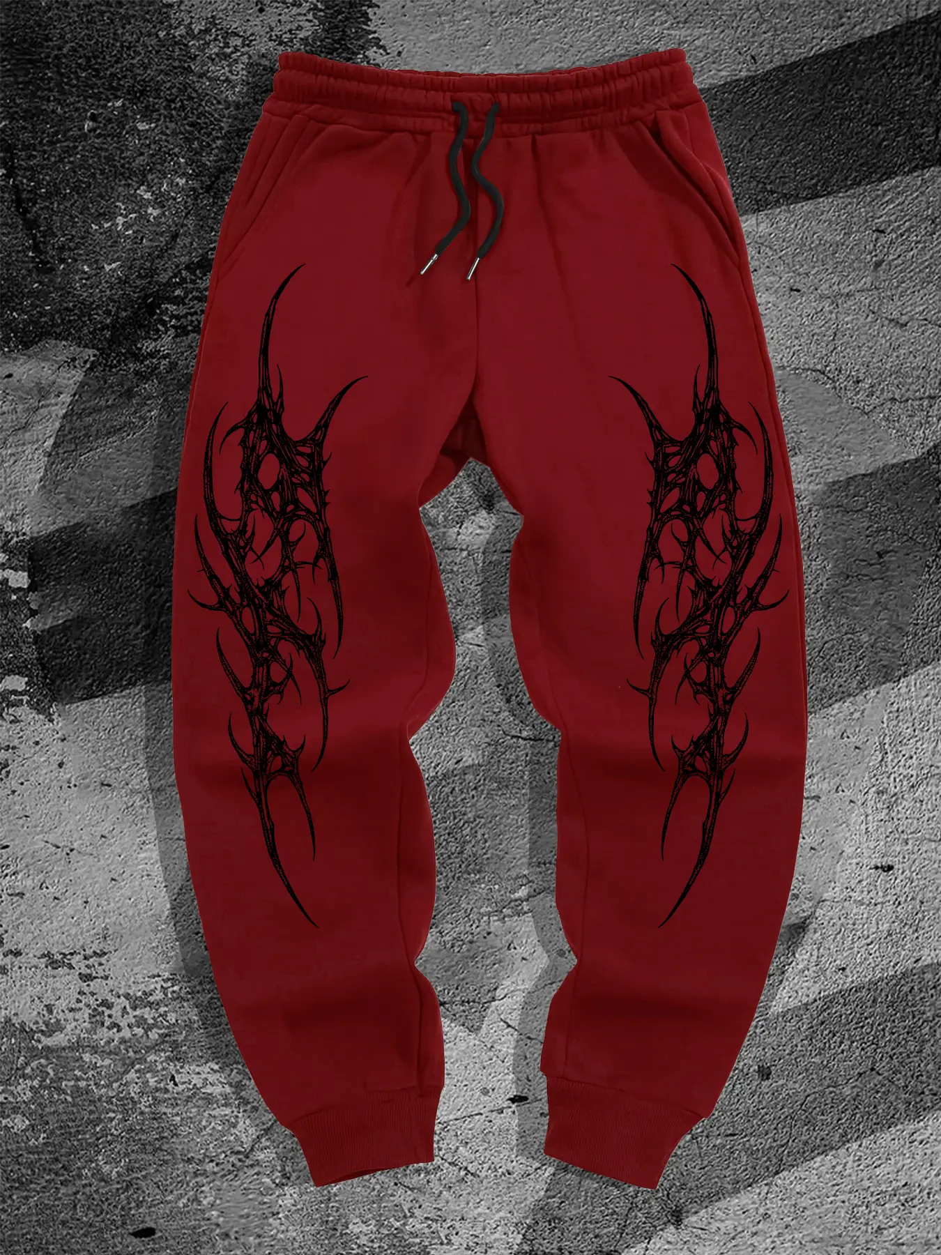 Men's Gothic Tattoo Design Casual Sports Joggers, Fitted Spring & Fall Campus Pants, New Arrival