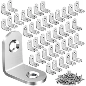 40PCS L Bracket Corner Brace, Stainless Steel L Brackets for Shelves, Metal Corner Bracket, Small Right Angle Brackets for Wood Furniture Chair Drawer Cabinet with 80PCS Screws (0.79 x 0.79 inch)