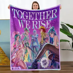 Comfortable Flannel Blanket, Festival Theme Music Band Pattern, Digital Print, Perfect for Living Room and Camping