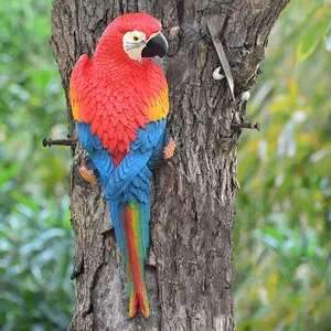 Colorful Parrot Statue, Climbing Parrot Sculpture, Decorative Art Piece, Home Décor Item, Suitable for Garden and Outdoor Atmosphere