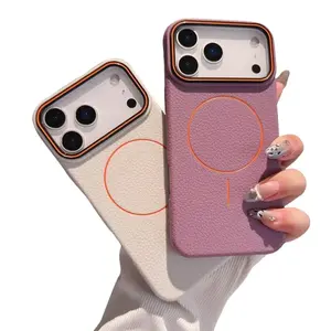 Luxurious Solid-Color Satin-Finish Crocodile-Patterned Faux Leather Magnetic Wireless Charging Shock-Resistant Phone Case, Compatible with iPhone 17 Pro Max, 16, 15, 14, 13, and 12 Series (Soft-Edge Back Cover)