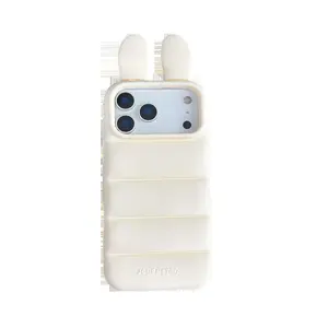 Cute Rabbit Bear Devil Ears iPhone 17 Pro Max Compatible 16/15 Pro Phone Case Cover