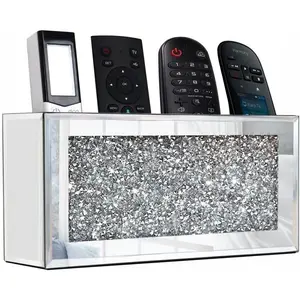 Mirrored Remote Holder Storage Box for Remote Phone Pad Wallet Notebook (8.3"×2.5"×4" for 3 or 4 Remote Controls) Racks