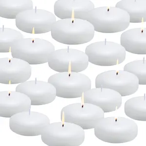 12 Pack Floating Candles, 3" White Unscented Dripless Wax  Candles, for Cylinder Vases, Weddings, Party and Holiday ...