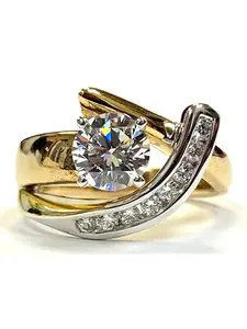 1 Pc Romantic Cubic Zirconia Solitaire Engagement Ring For Women For Wedding Engagement Anniversary Party Jewelry Valentine's Day Gift