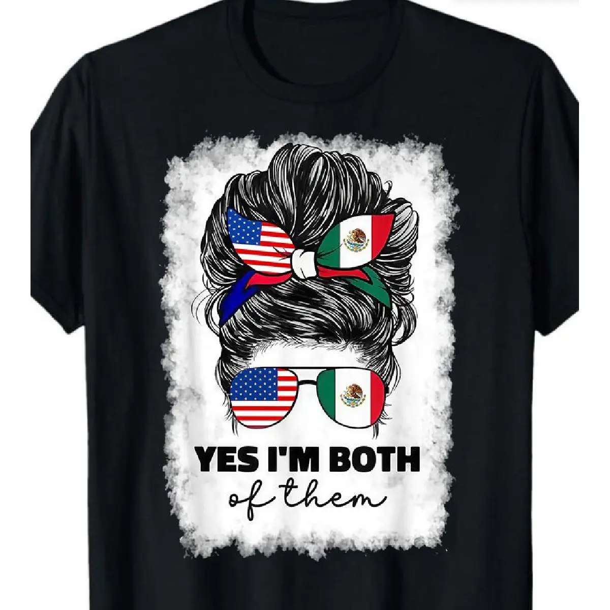 100%cotton Half Mexican And American Mexico America Usa Flag Girl Woman T-Shirt