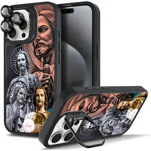 God Bless Sturdy Mobile Phone Accessories Pattern Phone Case For Samsung iphone 17AIR 16 15 14 13 12 11 PRO PLUS MAX COOL Fashionable Tough Magnetic Durable Metal lens frame Film Bracket Stand Gift Full Protection Camera Holder Phone Cases Cover 11X-L0365