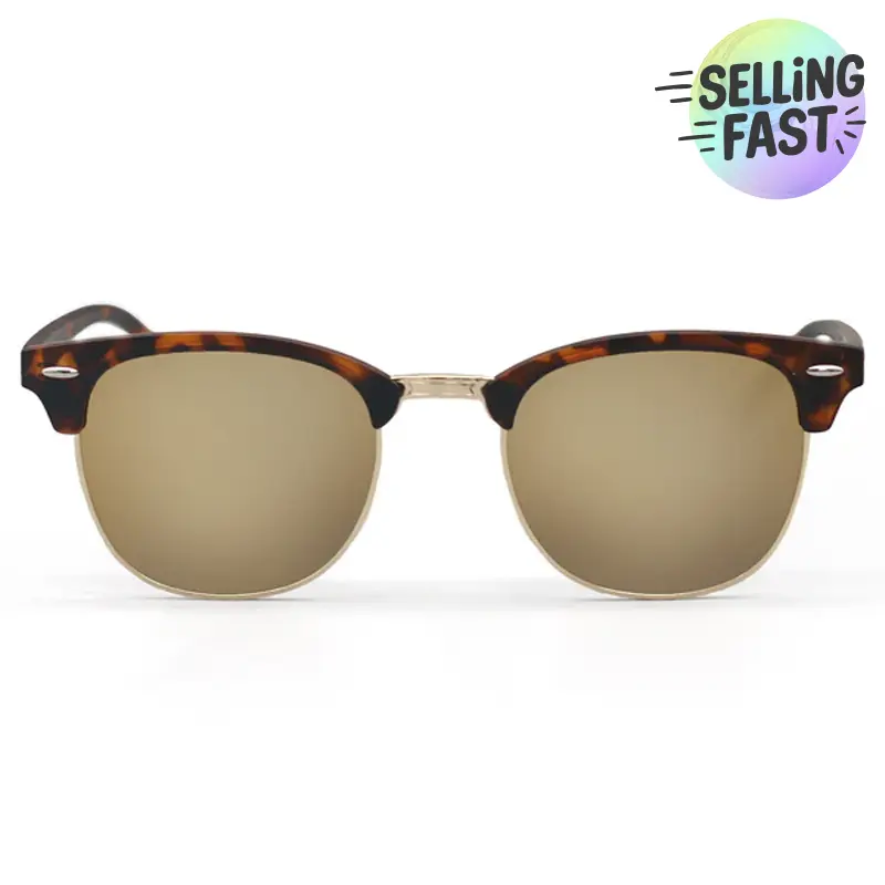 The Masters Mirrored Brown Clubmaster Sunglasses Classic Shades Tangle-Free Nose Pads UV400 Protection Lightweight Durable