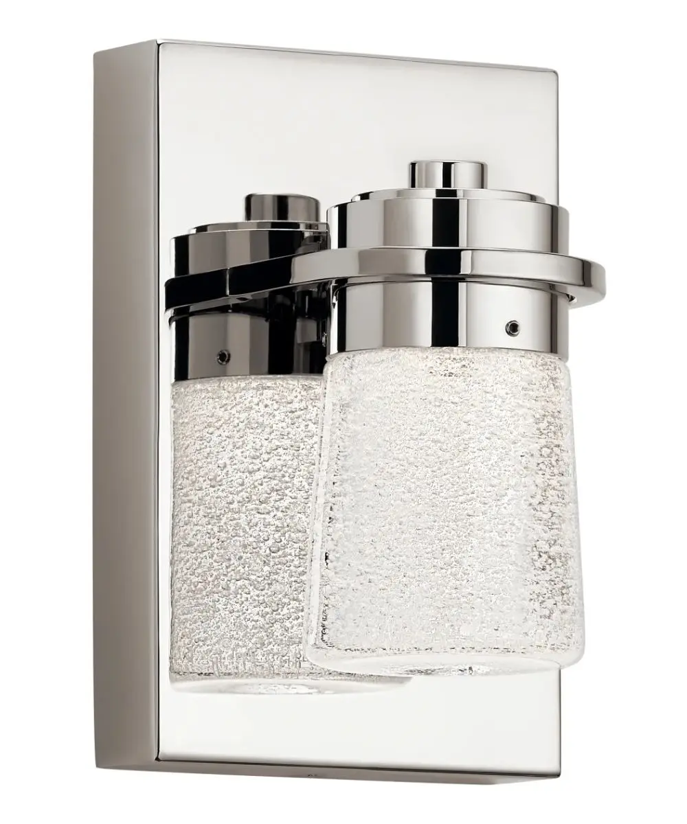 Vada 5"W 1-Light LED Vanity Bath Light Sconce Polished Nickel, Bubble Glass Shade by Kichler