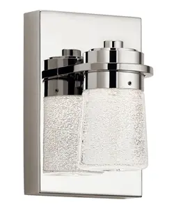 Vada 5"W 1-Light LED Vanity Bath Light Sconce Polished Nickel, Bubble Glass Shade by Kichler
