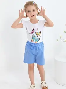 kids Girls Clothes Sunflower T-shirt + Bowknot Shorts with Cute Summer Girl Clothes Set hellokitty outfit Casual Fashion Set Children
