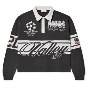 Boxy Long Sleeve Polo, Retro Unisex Heavy Cotton  , Boxy Tee, Gift For Him, Gift For Her Menswear Breathable