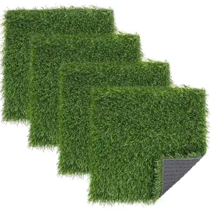 Grass Squares Placemats 4 Packs 12"x 12" Artificial Grass Turf Patch Tiles Green Grass Squares Fake Grass Mat Synthetic Grass Rug Roll Tabletop Decorations for Home Dining Christmas Table