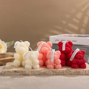 Rose Bear Scented Candle, Floral Scented, Large & Small Sizes, Multiple Colors Available, Perfect for Valentine's Day, Birthday Gifts, Wedding Decorations, Tea Party Candles