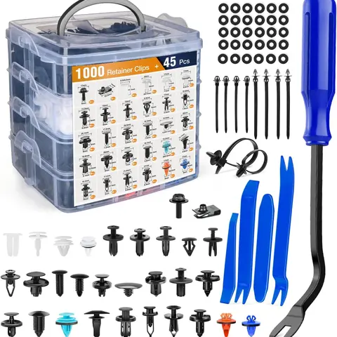 Nilight 1045Pcs Automotive Accessories Car Push Retainer Clips & Auto Fasteners Assortment - 30 Popular Sizes Nylon Bumper Fender Rivets, Fasteners Remover, 10 Cable Ties for Toyota, GM Vehicles