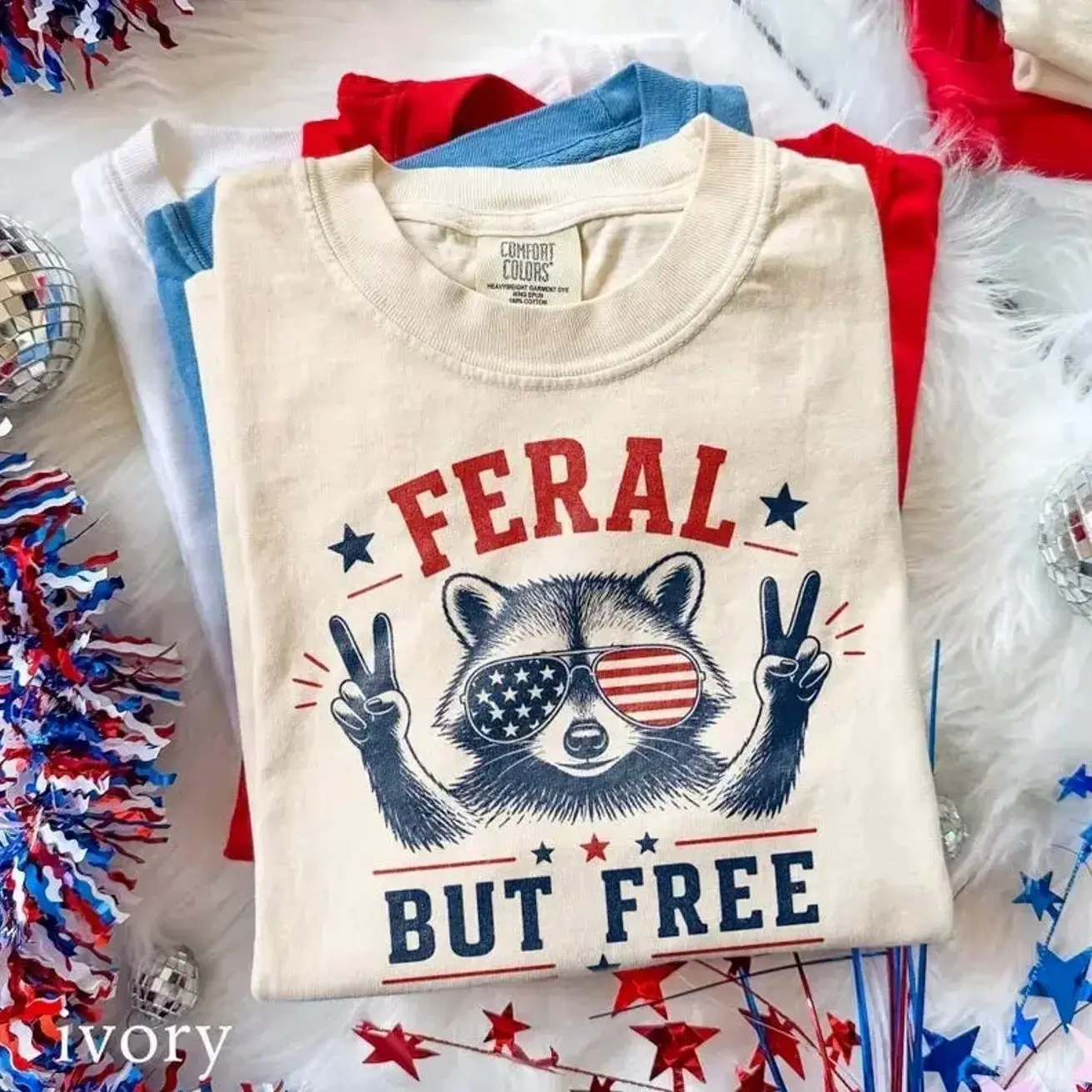Comfort Colors USA 250th Birthday Patriotic Freedom Raccoon TShirt, Independence Day Tee, Americana Summer Style T-Shirt, USA 250th Gift Tee - AK 6M3
