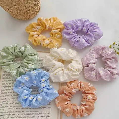 7pcs Floral Pattern Hair Tie, Fashionable High Stretch Cute Hair Scrunchie for Women and Girls, Cute Hair Ties, Fashionable Hair Accessories