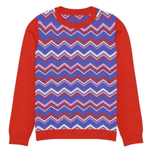 Purple Candy Drop Chevron Knitted Crewneck Sweater