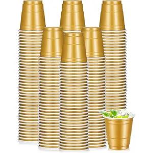 50-Pack 16oz Colorful Hard Plastic Cups, Disposable Party Cups for St Patrick's Day, Mardi Gras, Weddings, Stackable Drinkware