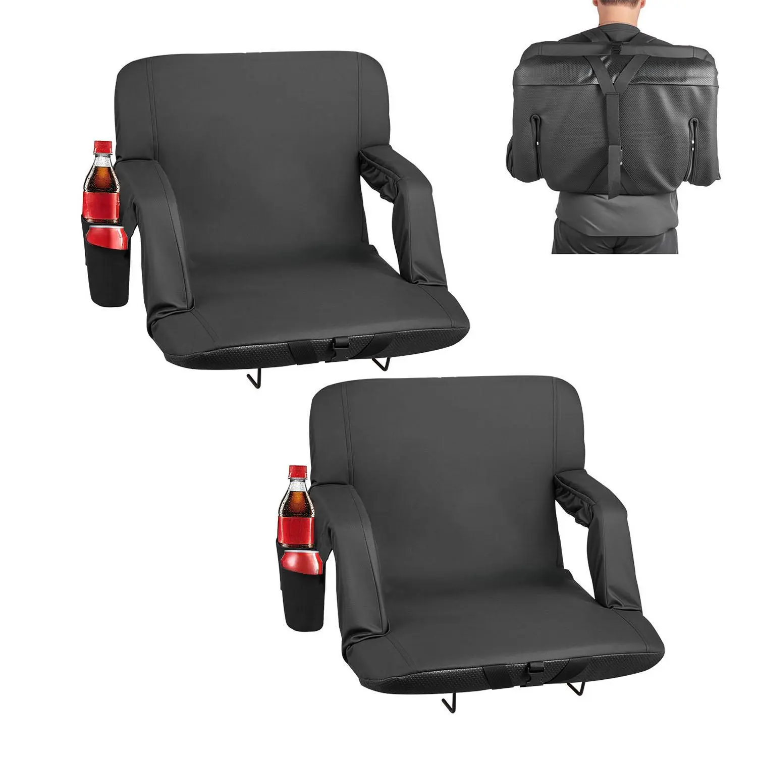 【SummerFinds】VEVOR Stadium Seat, 6 Adjustable Angle Wide Bleacher Chair, 2.9'' Cushion Padded Stadium Seat with Armrest and Back Support, Stadiums Chair with Hook Cupholder for Picnics, Beach Sports, and Gaming
