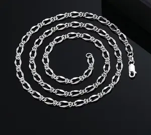 (NEW) Genuine 999 Fine Silver 5MM Knot Link Wave Design Chain Necklace - 22/26"