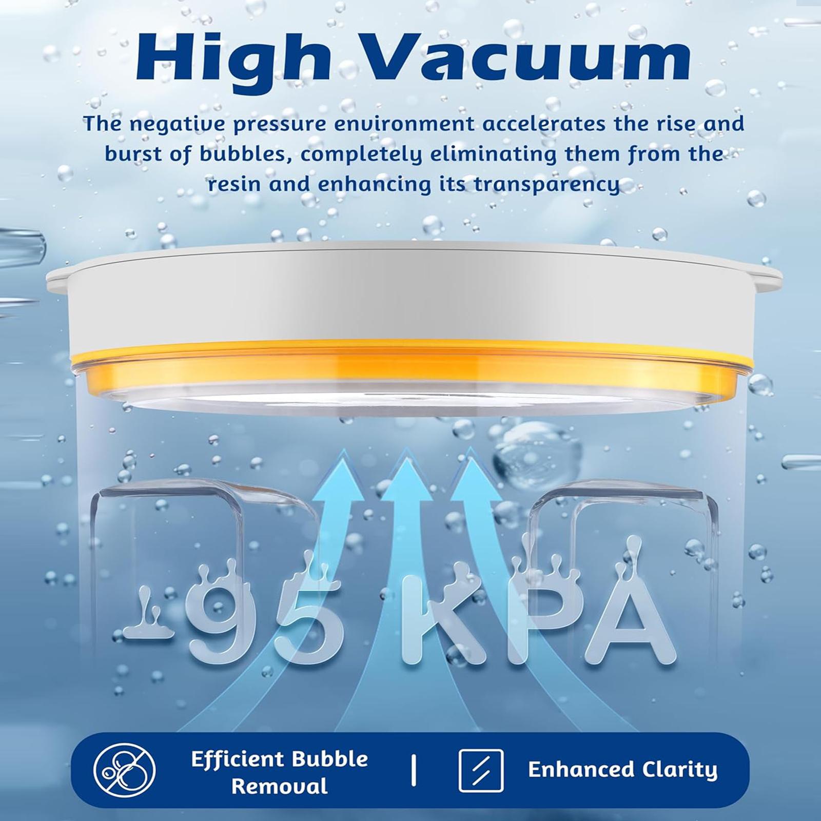 Resin Bubble Remover with Timing,3–9 Minutes Efficient 99% Bubble Removal, 95 kPa Resin Vacuum Chamber, 2L Epoxy Resin Bubble Remover Machine for Resin Molds Arts Crafts，Resin Dryer Curing Station for Epoxy Resin Molds Art Craft Casting,