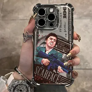 Popular Classic Movie Cool Money S-ScarfaceS Creative Phone Case Suitable for iPhone 17 Air 16 15 14 13 12 11 Pro Max Plus Anti Drop Transparent Soft Back Cover, Iphone Phone Case Guy, Case Iphone Guy, Tough Funny Iphone Case, Iphone Case Sarcasm,